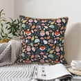 thumbnail image 6 of Fotbe Autumn Fox Owl Pattern Velvet Decorative Throw Pillow Covers with Elegant Piping, Soft Plush Cushion Cover for Sofa, Bed, Car, Office-16"x16", 6 of 8