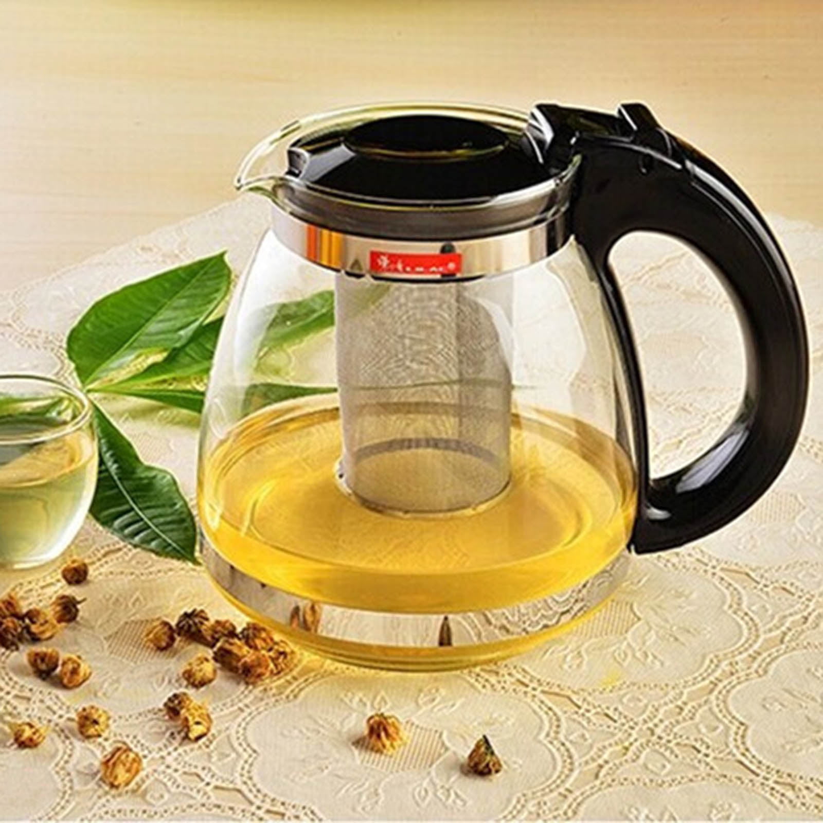 Yorten 1500ml Heat Resistant Glass Teapot Chinese Tea Set with Tea Infuser Filter Flower Tea Kettle Coffee Glass Maker Office Tea Pot 