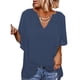 thumbnail image 2 of Top de gasa con cuello en V escote plisado transpirable de poliéster para mujer camisa informal con cuello en V para la escuela ANGGREK  Otros, 2 of 6