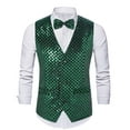 thumbnail image 1 of pstuiky Camisetas sin mangas para hombre, Blusa sin mangas con cuello en V, botones y pajarita con bolsillos estampados a la moda para hombre Camisas para hombres s, 1 of 7