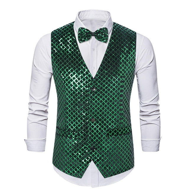 pstuiky Camisetas sin mangas para hombre, Blusa sin mangas con cuello en V, botones y pajarita con bolsillos estampados a la moda para hombre Camisas para hombres s