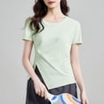 thumbnail image 6 of Women's Casual Oversized Solid Color Hooded Short Sleeve T-Shirt Blouse Top Crewneck Loose Fit Soft for Daily Wear Streetwear Loungewear Fashion Essential Gift for Women | CSEONE,Mint Green L, 6 of 9