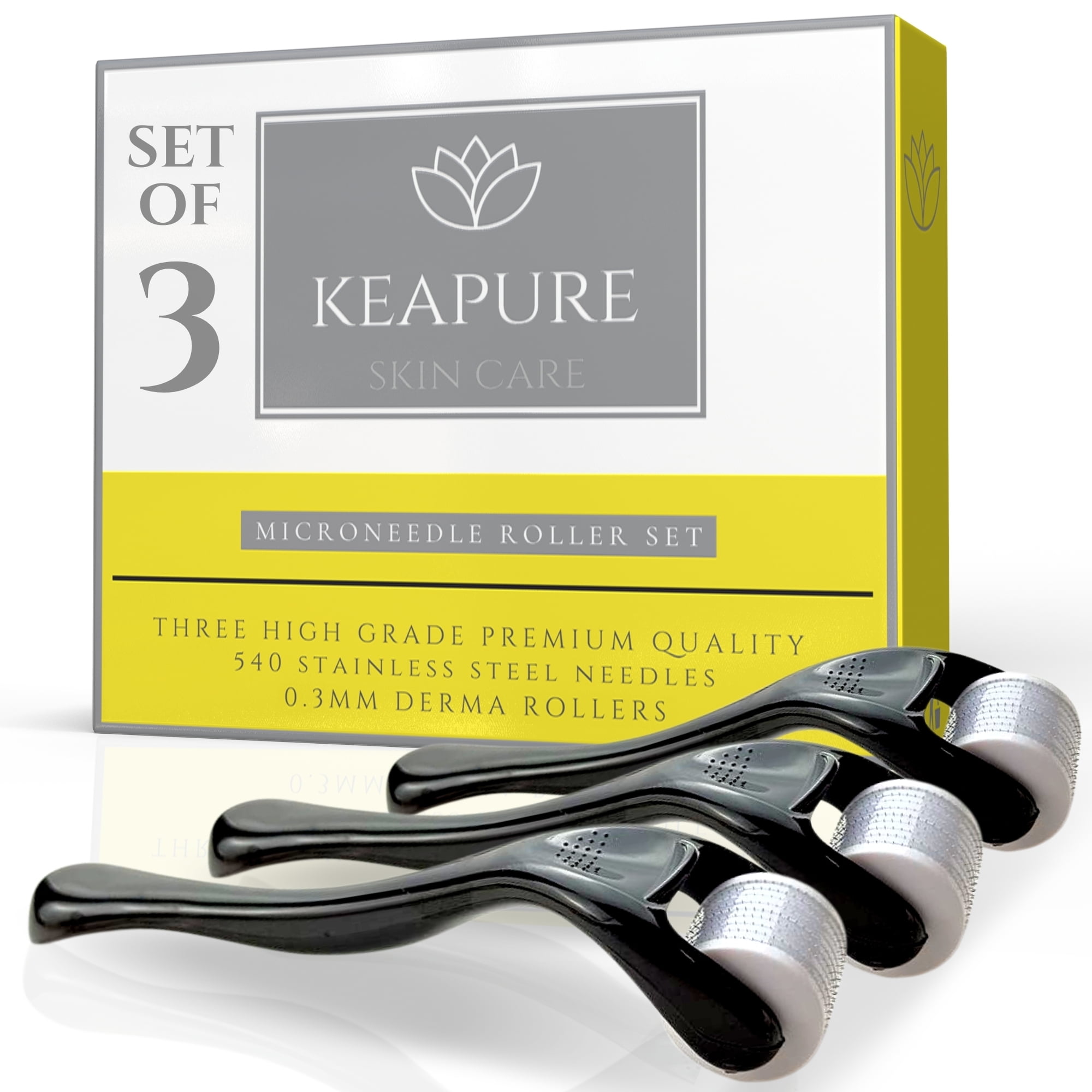 Buy KEAPURE Derma Roller Kit 3 Pack Premium 0.3mm Stainless Steel Microneedle Rollers for Hair