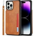 thumbnail image 6 of Compatible with iPhone 14 Pro Luxury PU Leather Case with Card Holder,Cash Slots,Stand Function Back Wallet Case Flip Wrist Strap Double Magnetic Clasp Case for iPhone 14 Pro 6.1",Khaki, 6 of 7