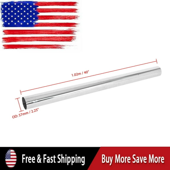 2.25" Inch 57MM T304 Stainless Steel Straight Exhaust Pipe Tube Piping Tubing 40'' Length