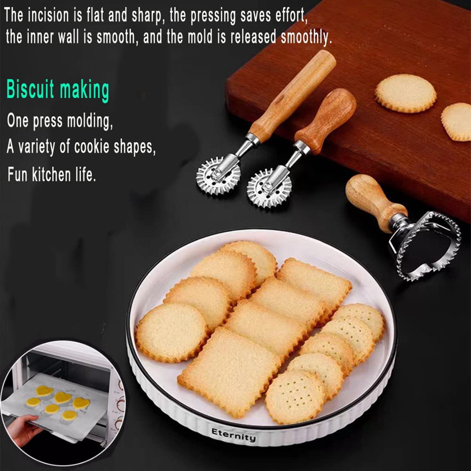 Wooden Handle Stainless Steel Pizza Cutter Roller Cutter Wheel