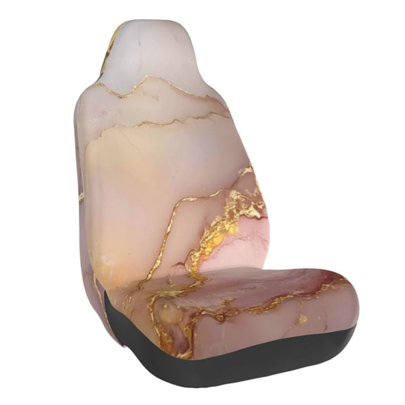 Car Seat Cover Set (1-Piece) Front Seat Cushion Cover Elastic Breathable Seat Pad Universal Fit For Women & Men Suv, Truck, Van Car Seat Cover Accessories Lightpink White Gold Marble