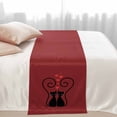 thumbnail image 3 of Bed Runner Scarf for Cal.King Size Bed, Valentine's Day Beds Scarf Throws for Foot of Bedding, Cat Red Black Modern Abstract Art Decorative Beds Runners for Bedroom Guestroom, 102"x20", 3 of 8