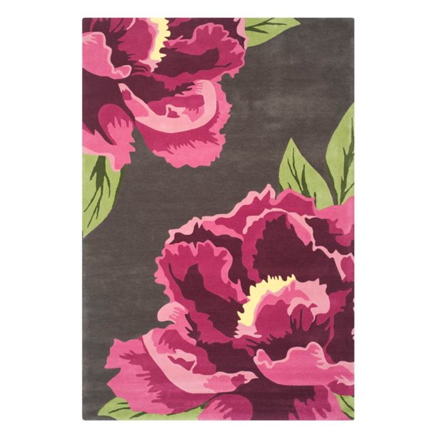 Area Rug in Gray and Rose