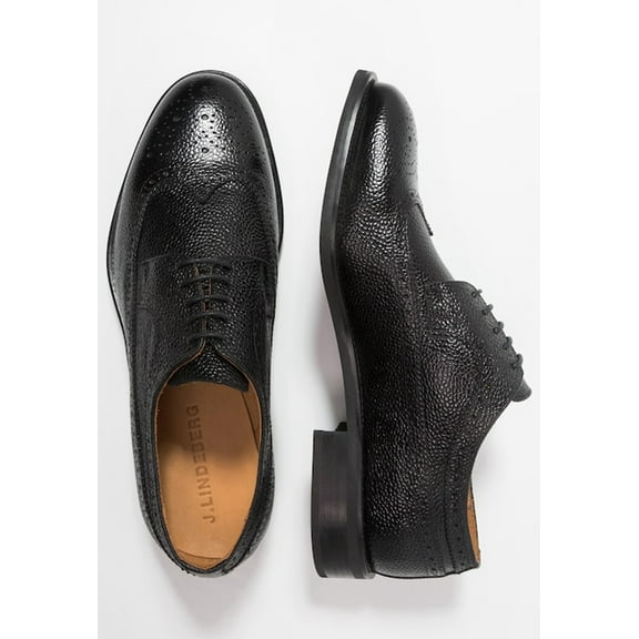 J. LINDEBERG Men's Eng Brogue Italian Grain Oxfords, Black, Sz 12