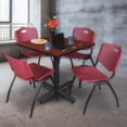 thumbnail image 2 of Regency Kobe 36 in. Square X-Base Breakroom Table- Cherry, 4 M Stack Chairs- Burgundy, 2 of 8