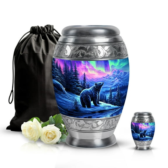 SABURIAL Bear Small Burial Urns for Adult Human Ashes - Keepsake Funeral Urns for Women Ash - Large Decorative Urn - Little Cremation Urn for Ashes Adult Male - Combo of 10 Inch & 3 Inch