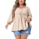 thumbnail image 1 of Blusa Peplum con Escote Corazón y Mangas 3/4 Talla Grande Color Durazno Claro 4X, 1 of 6