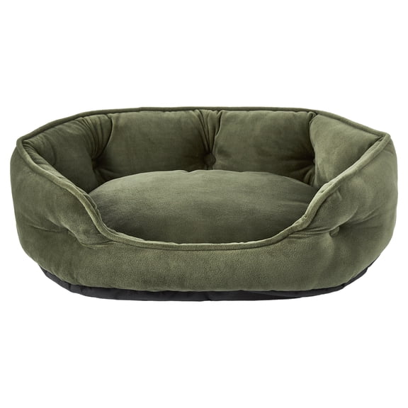 Vibrant Life Small Velvet Tufted Cuddler Pet Bed, Green, 21" x 17"