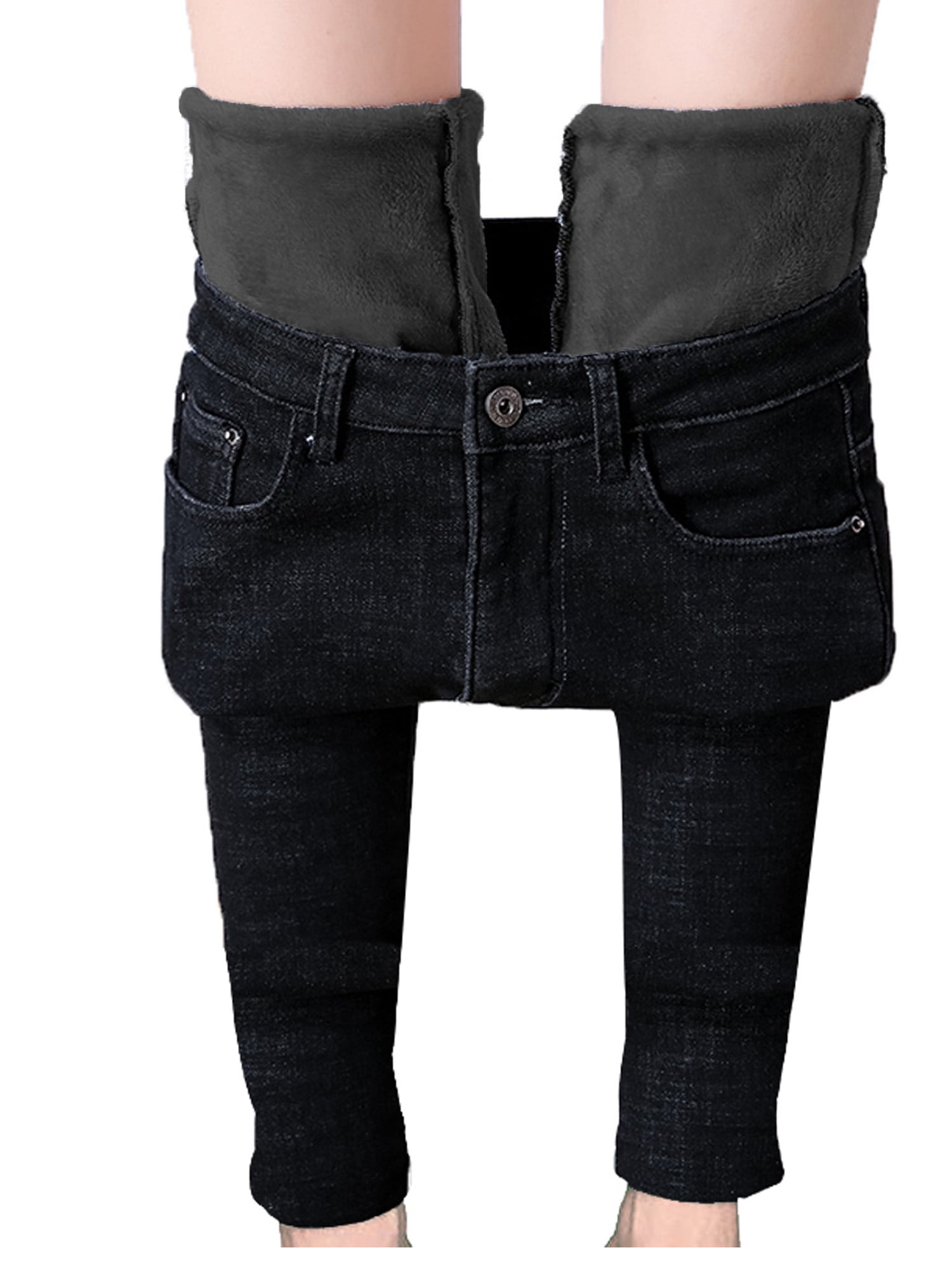 Eyicmarn Womens Warm Fleece Lined Jeans 