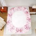 thumbnail image 5 of Feelyou Stripe Bowknot Teens Bed Sheets, Pink Watercolor Bow King Sheets, 4 Pieces, 5 of 7