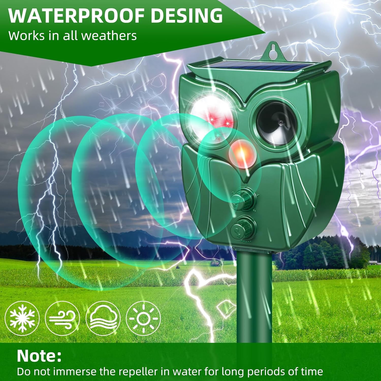 JahyElec Solar Animal Repeller,2 Pack Ultrasonic Cat Repellent Outdoor with Motion Sensor Waterproof Deer Deterrent with LED Flash Light Deterrent Raccoons Skunks