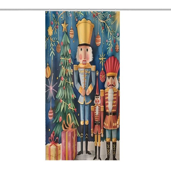 RKSupls Waterproof Shower Curtain, Nutcracker Soldiers Tree Presents Polyester Shower Curtain with Hooks for Chic Elegant Home Bathtub Bathroom Decor Washable