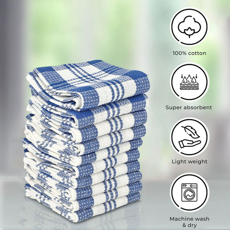 Buy Set of 24 Blue Checkered Pattern Cotton Kitchen Towels Dish Cloth  Scrubbing Towels Clothes Cleaning Rags Kitchen Essentials at ShopLC.