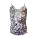 thumbnail image 4 of HXWCHs Elegant Stage Performance Camisole Sparkling Sequin Strap Vest for and Evening Party Wear M Silver, 4 of 4