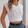 thumbnail image 6 of Women's Round C Neck Sleeveless Knitted Slim Fit Casual Open Navel Vest Oversized Tees for Women T Shirt Women Short Sleeve Women Fit T Shirts Womens T Shirts Multiple Pack Short Sleeve Shirts for, 6 of 7