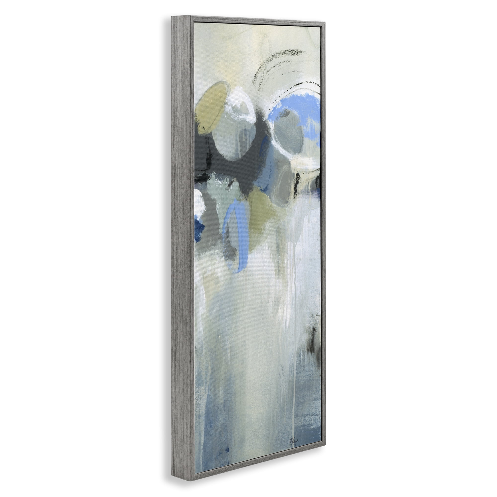 Stupell Industries Beige & Blue Dapples Gray Framed Giclee Art, design by Lisa Ridgers