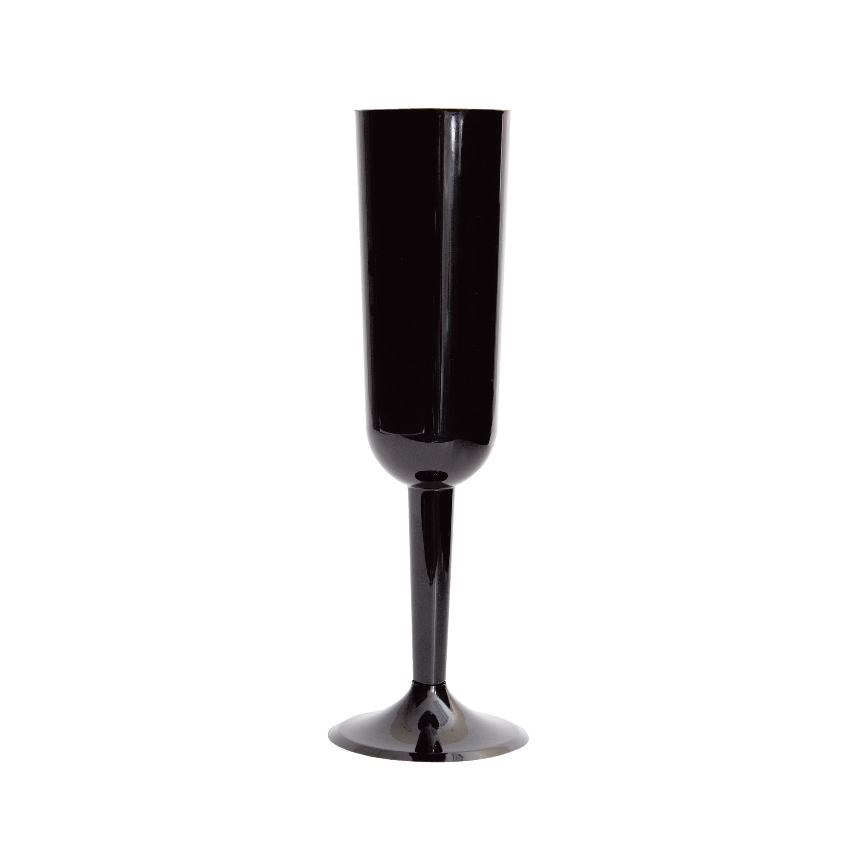 Black Plastic 7oz Champagne Flutes, 4ct