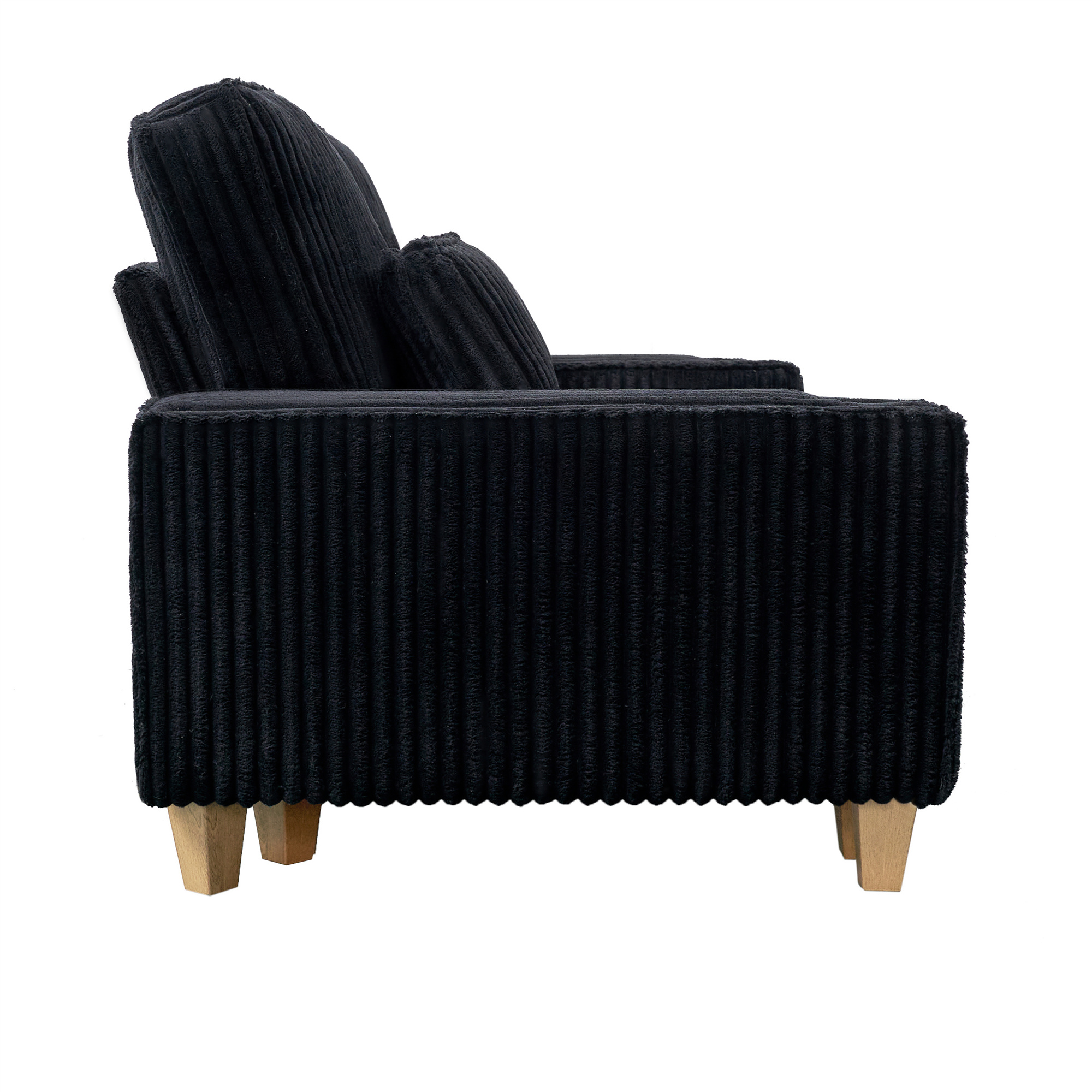 Aukfa 3 Piece Sofa Set - 71" Deep Seat Couch Loveseat Couch w/ Cup Holders&Pillows, Solid Wood Legs, Black