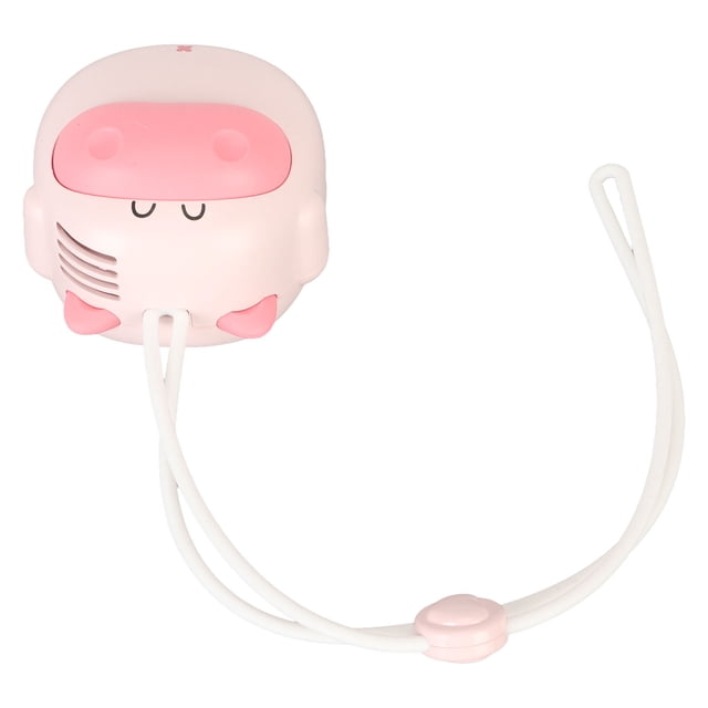 Mini ventilador de cuello colgante USB recargable 3 velocidades sin aspas manos libres ventilador pequeño portátil de dibujos animados con cordón ajustable rosa