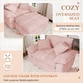 thumbnail image 3 of Muumblus Oversized Accent Chair with Ottoman, 48" Indoor Chaise Lounge Cloud Corduroy Sofa Reading Armchair for Modern Living Room, Bedroom, Pink, 3 of 11