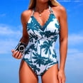 thumbnail image 3 of Women's One Piece Bikini Swimsuit Athletic Swimwear Sporty Swimsuit for Pool Beach Activities,Green,S, 3 of 7