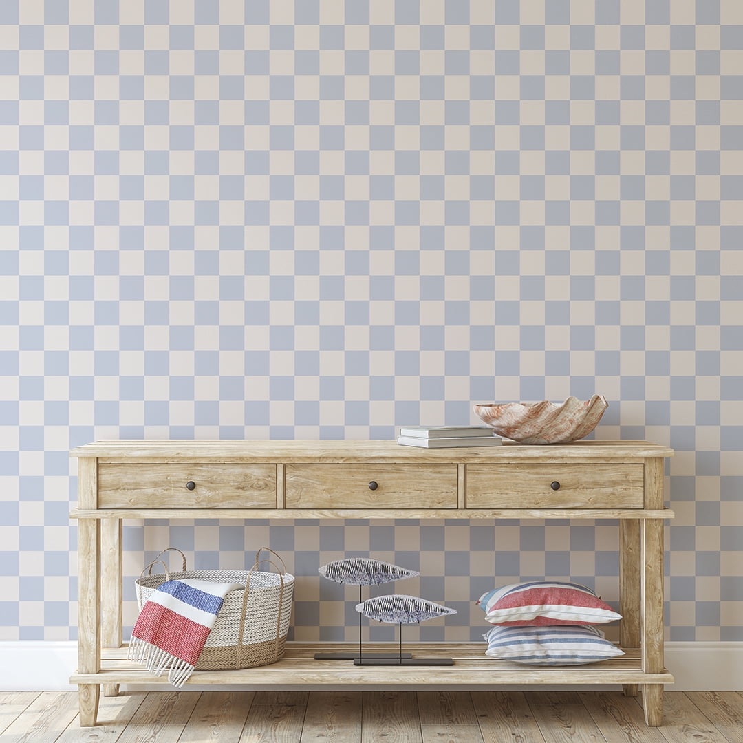 Tempaper Checkmate Periwinkle Peel and Stick Wallpaper, 20.5" x 16.5'