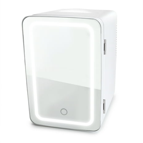 Personal Chiller LED Lighted Mini Fridge with Mirror Door, Blue