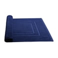 thumbnail image 2 of Alfombra de baño con estampado de plumas y puntadas, 100% algodón, color azul marino, 2 of 9