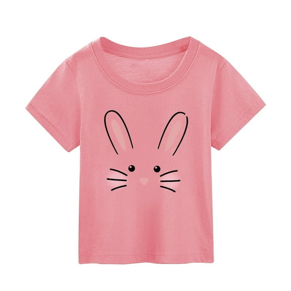 lnmuld Tops for Easter Bunny Cartoon Print Summer Short Sleeve T-Shirt for Kids and Girls Casual Comfortable Tee Size:7-8 Years