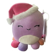 Squishmallows 5" Beula Purple Octopus with Santa Hat Medium Plush