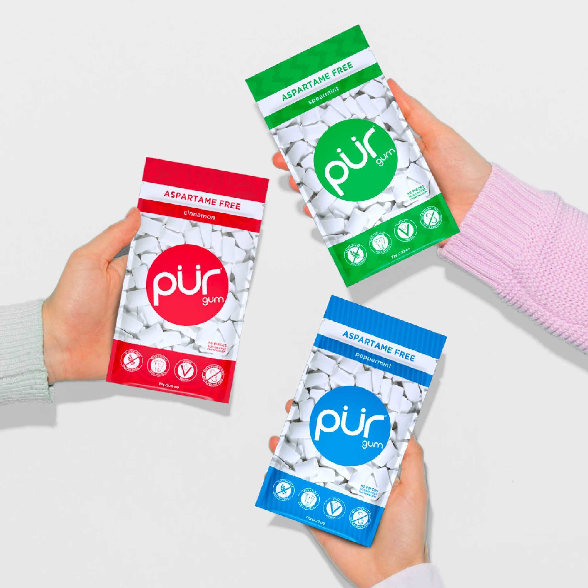 PUR Gum Variety Pack, Sugar Free, 3 Bags of 55 photo 2