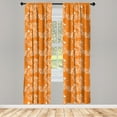 thumbnail image 5 of Ambesonne Orange Window Curtains, Japanese Tree Birds Art, Each 28" W x 84" L, Marigold White, 5 of 5
