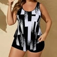 thumbnail image 5 of Qingpeng Women's Plus Size Swimdress Print 2 Pieces Tankini Swimsuits Womens Stripe Bathing Suits Swim Top Shorts, 5 of 6