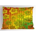 thumbnail image 1 of Rasta Pillow Sham Hibiscus Exotic Jamaican Island Flower with Zig Zag Lines Print, Decorative Standard Size Printed Pillowcase, 26 X 20 Inches, Pale Green Red and Marigold, by Ambesonne, 1 of 2