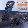 thumbnail image 7 of For iPhone 15 Plus / 14 Plus Case [Compatible With MagSafe], Hidden Metal Kickstand, Military-Grade Heavy Duty Case with Bumper Frame, 360° Full Body Shockproof Protection Cover,Blue, 7 of 7
