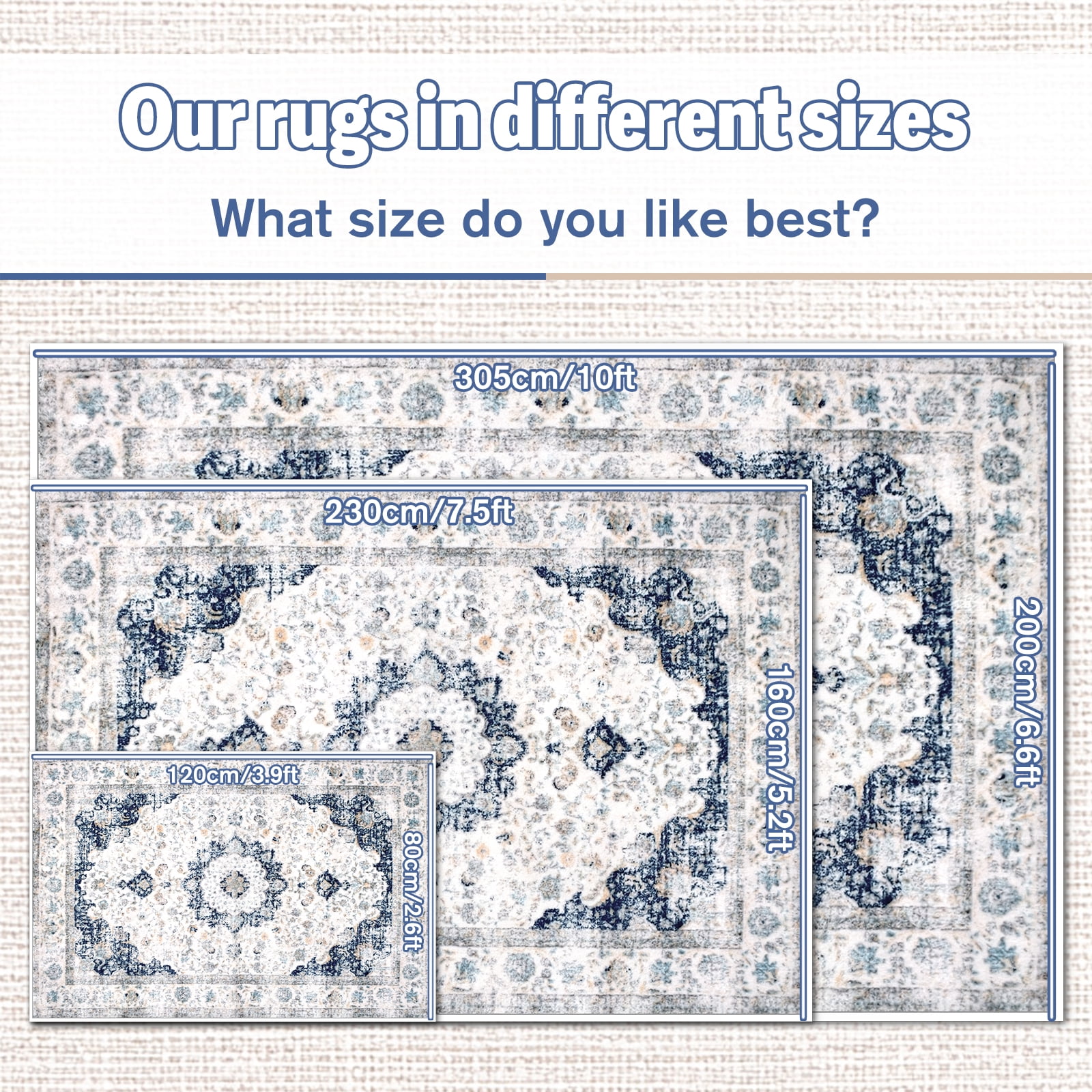 Meafeng 5'3" x 7'7" Area Rugs (5x8), Home Decor Non-Slip Carpets, Washable Rug for Bedroom Living Room, Blue