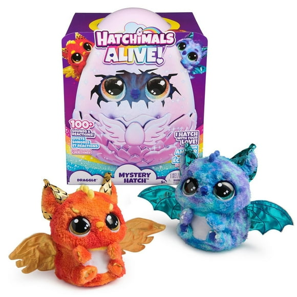 Hatchimals Alive, Mystery Hatch Draggle, Surprise Interactive Toy & Egg with Mist, Lights & Sounds (Styles May Vary), Kids Toys for Girls & Boys