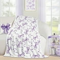 thumbnail image 5 of [Cozy Throw Blanket] Soft Lightweight 1pc Charming Purple Bowknot Flannel Throw Blanket | 50x40 Inch, Knit with Cute Bow Pattern, All-Season White Fantasy Theme Decor for Spring & Snuggling, 5 of 6