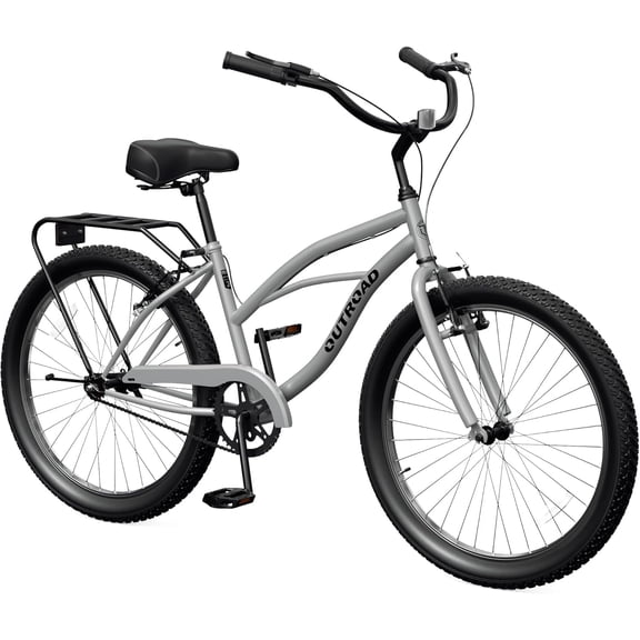 Marknig 26" Cruiser Bike, 1-Speed Beach & City Cruiser Bicycle for Adult Women and Men with Rear Rack, Gray