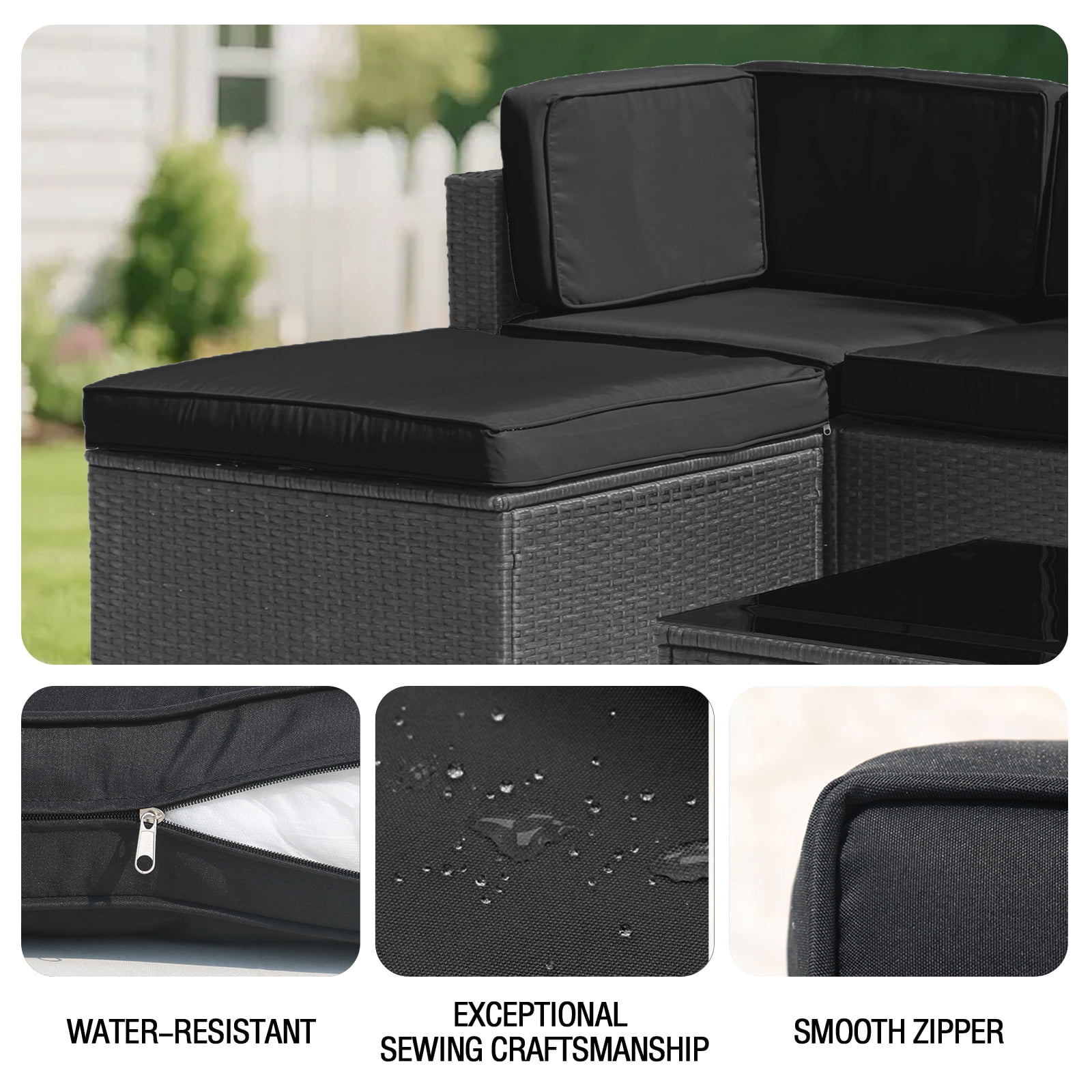 FKS LIFE Outdoor Cushions Covers Patio Sofa Washable Cushions Cover Furniture Cushion Slipcovers Sets (11 Pack)
