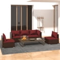 thumbnail image 1 of vidaXL 5 Piece Garden Lounge Set with Cushions Poly Rattan Brown, 1 of 4