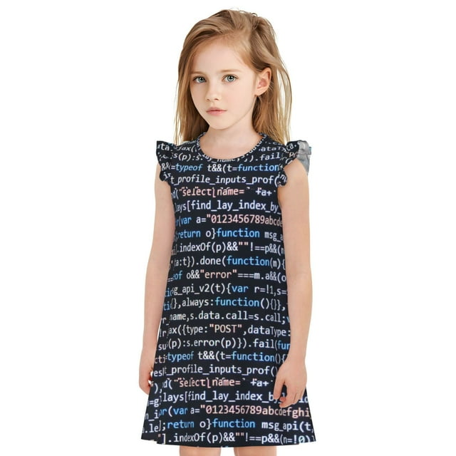 Fotbe Function Source Code Vestido de Dormir para Niñas de 3 a 10 Años, Mangas Cortas, Estilo Princesa, Pijama Camisón con Mangas Voladas-Medium
