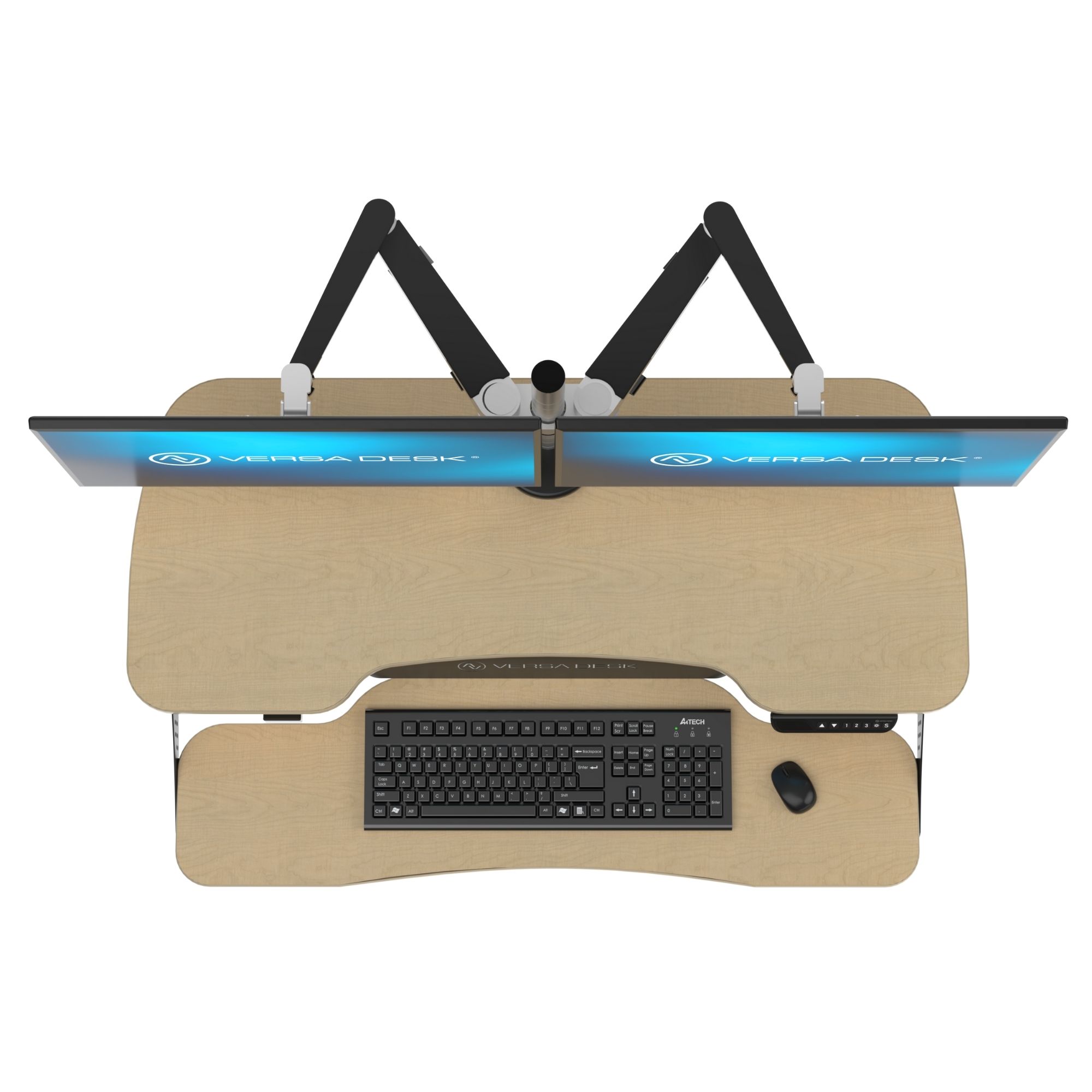 VersaDesk PowerPro Elite 48" Electric Standing Desk Converter w/ Programmable Switch, USB Port & Mobile APP, Maple