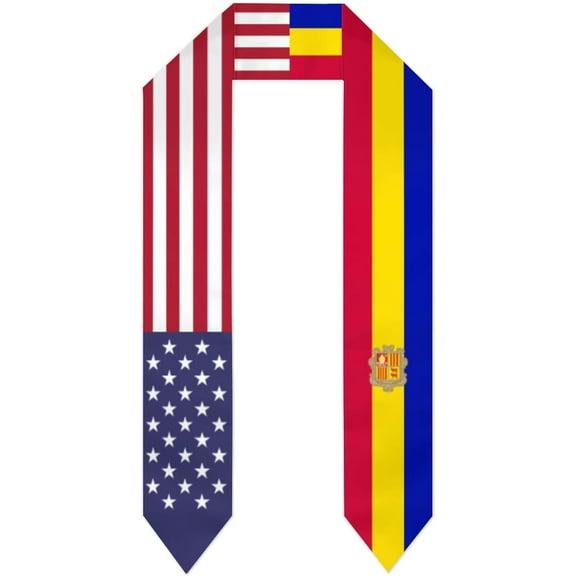 Andorra Mix USA United States Flag Graduation Stole For International Student Stole Pride Cheers Shawls